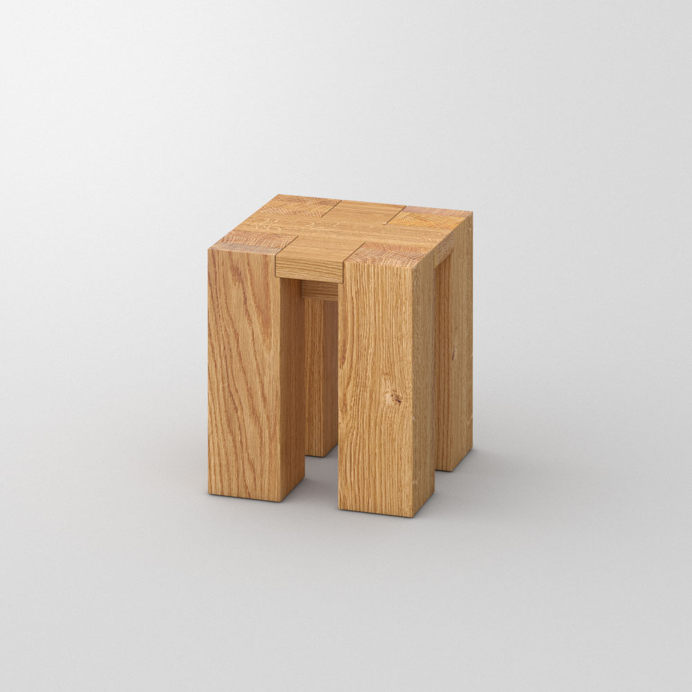 Rustikal Massivholz Hocker TAURUS 4 B14X14