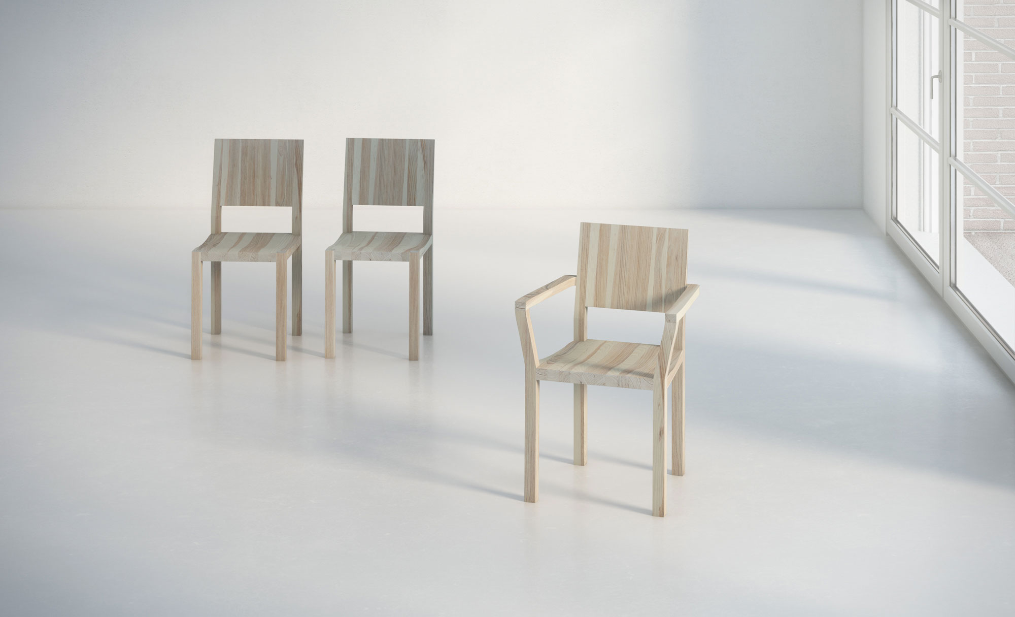 Massivholz Armlehnstuhl TAU-A studio Maßgefertigt aus Massivholz von vitamin design