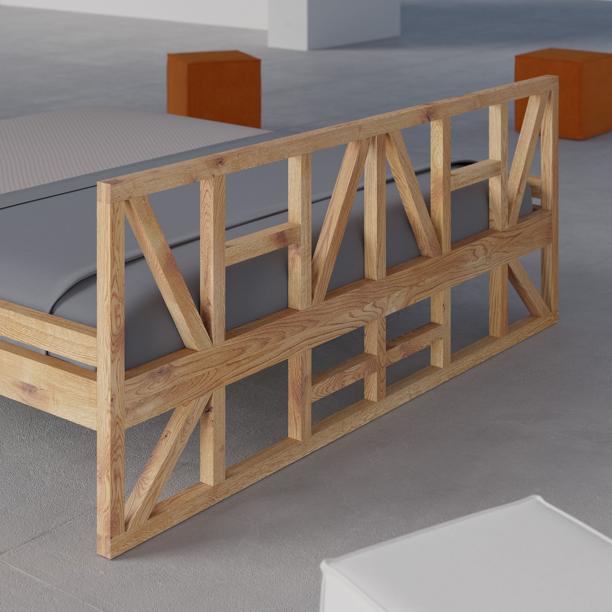 Designer Massivholz Bett FACHWERK cam3 Maßgefertigt aus Massivholz von vitamin design
