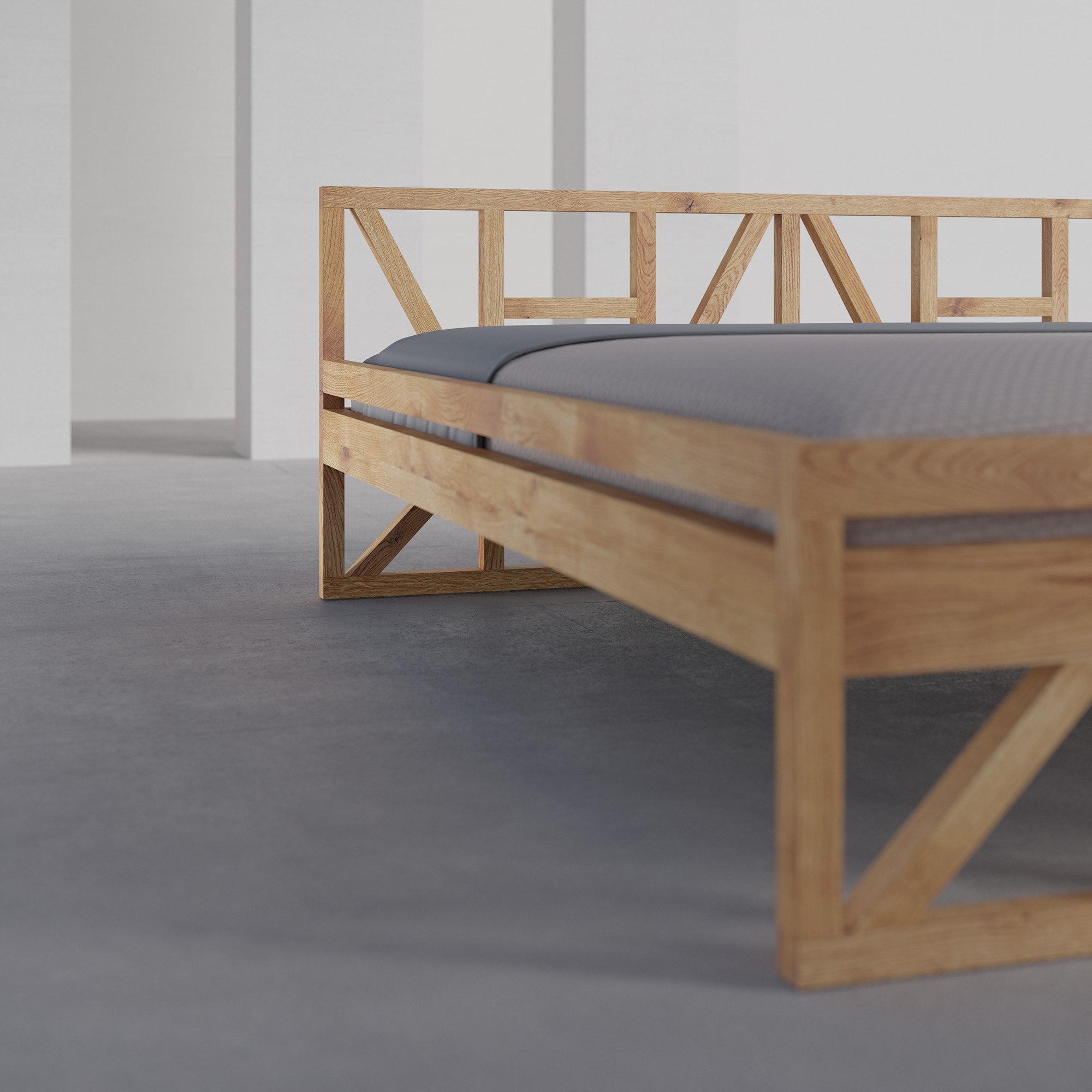 Designer Massivholz Bett FACHWERK cam2 Maßgefertigt aus Massivholz von vitamin design