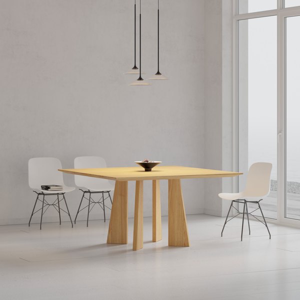Quadratischer Design Tisch PYLON SQUARE cam1 Maßgefertigt aus Massivholz von vitamin design