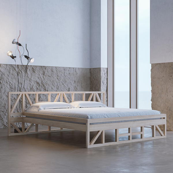 Designer Massivholz Bett FACHWERK cam1 Maßgefertigt aus Massivholz von vitamin design