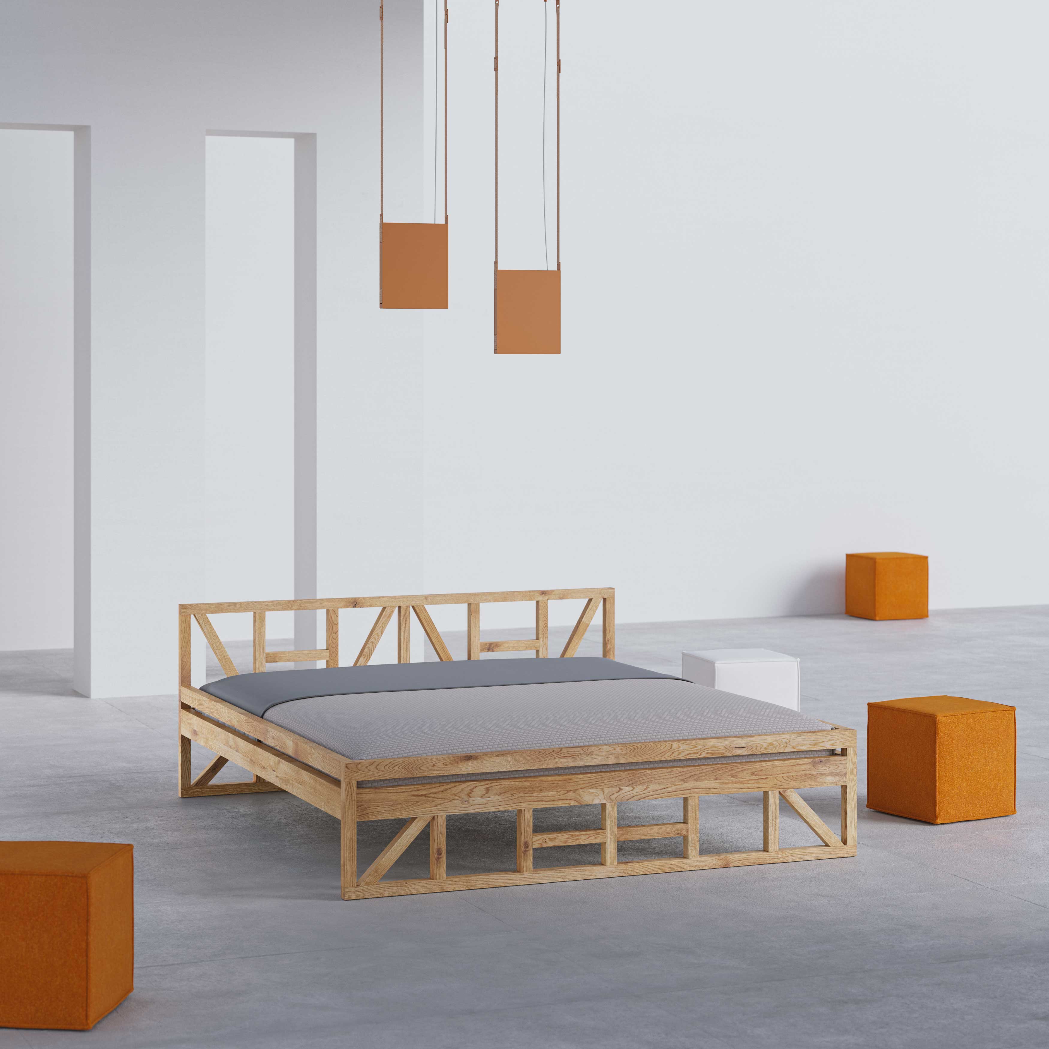 Designer Massivholz Bett FACHWERK Cam99 Maßgefertigt aus Massivholz von vitamin design