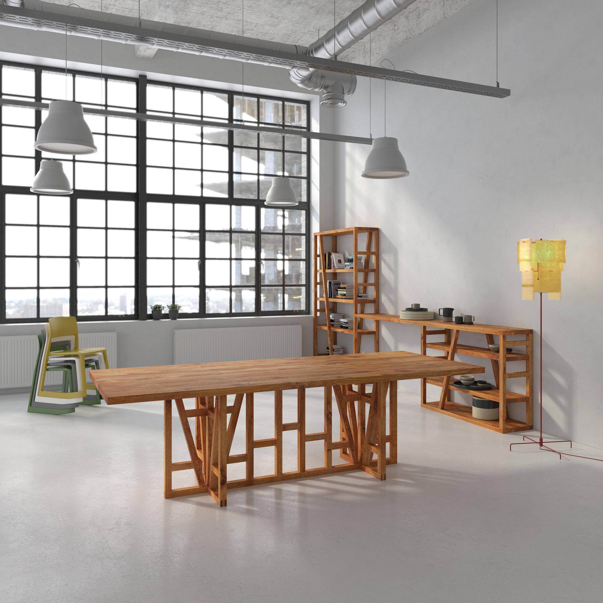 Designer Massivholz Esstisch FACHWERK Cam1 Maßgefertigt aus Massivholz von vitamin design