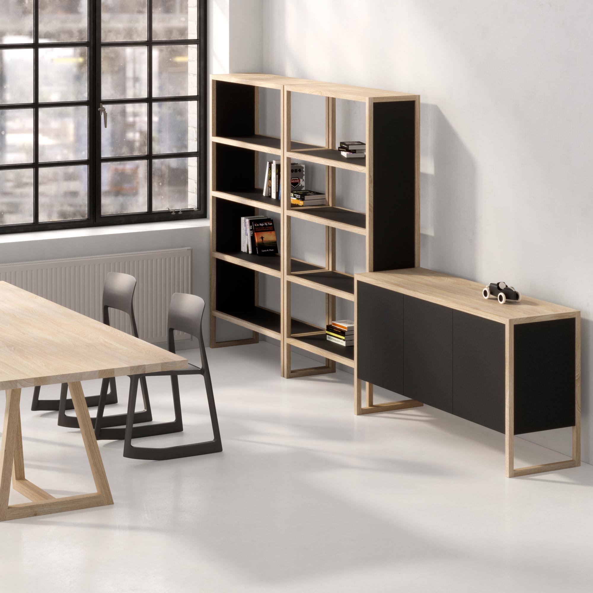 Linoleum Holz Regal SENA Final1 Maßgefertigt aus Massivholz von vitamin design